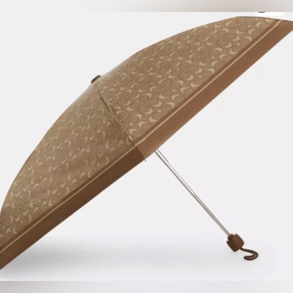 Coach Accessories - Coach Brown Signature Monogram UV Mini Umbrella